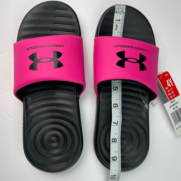 Under Armour 3023793-002 Girl's Ansa Fixed Slides Pink Black Kids Youth Size 4Y - Picture 2 of 8